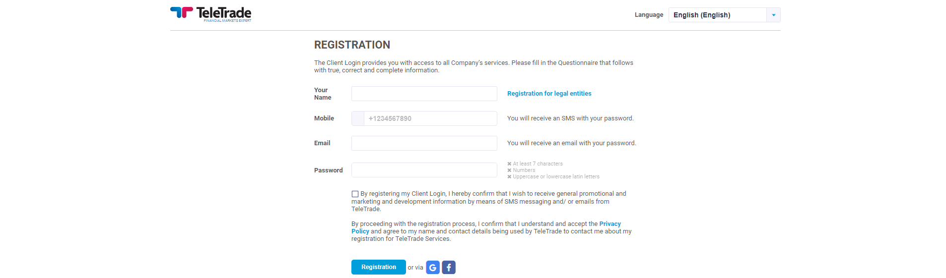 TeleTrade Review account opening info